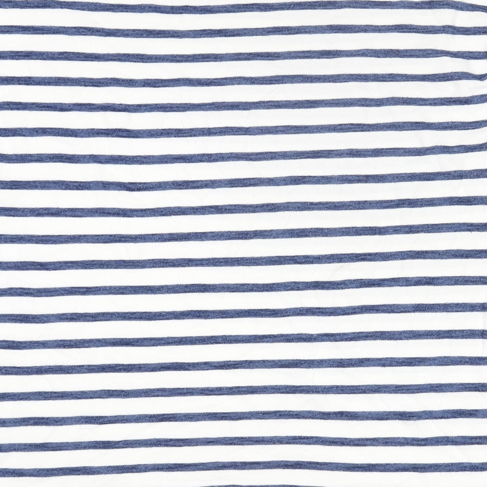H&M Womens Blue Striped Cotton Basic T-Shirt Size S Round Neck