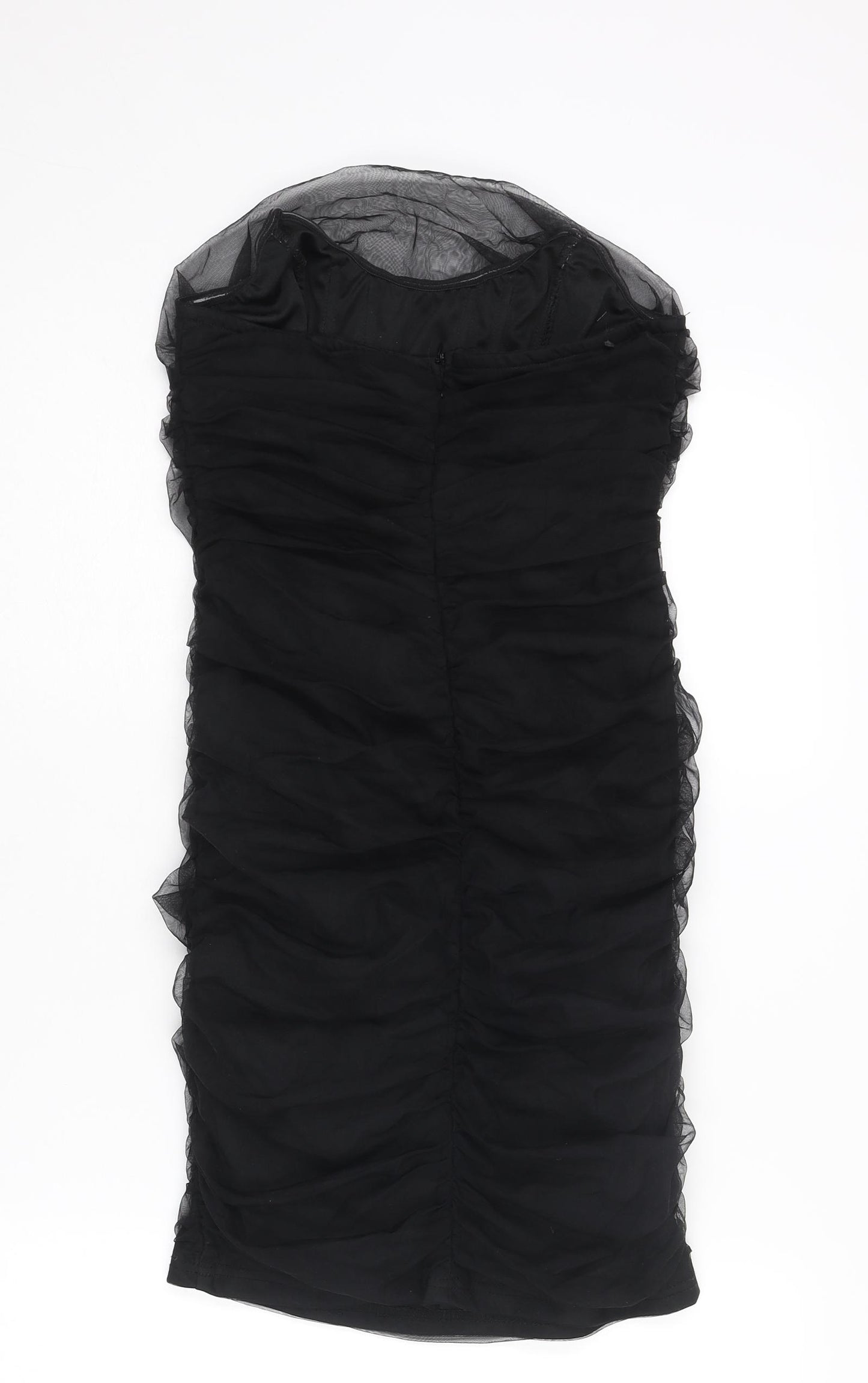 PRETTYLITTLETHING Womens Black Polyester Mini Size 10 Round Neck Zip
