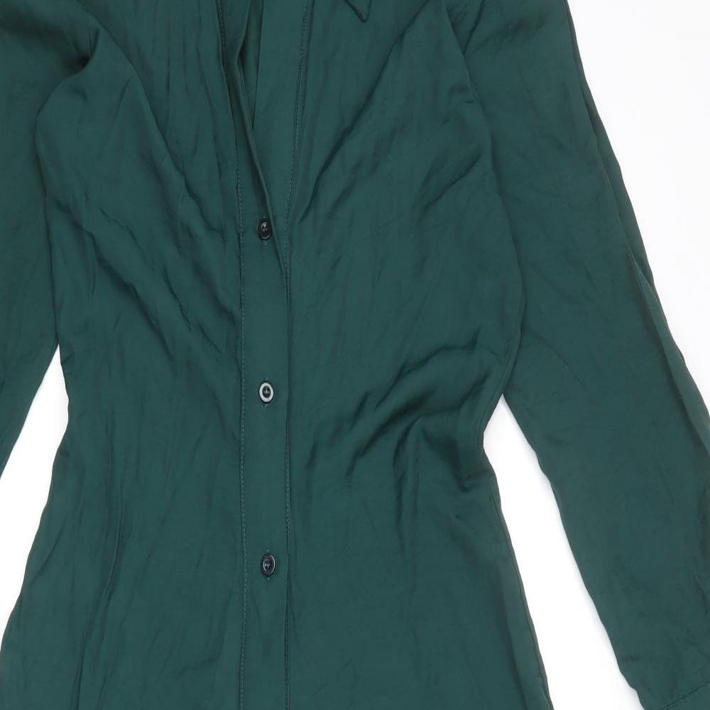 AX Paris Womens Green Polyester Shirt Dress Size 6 Collared Button