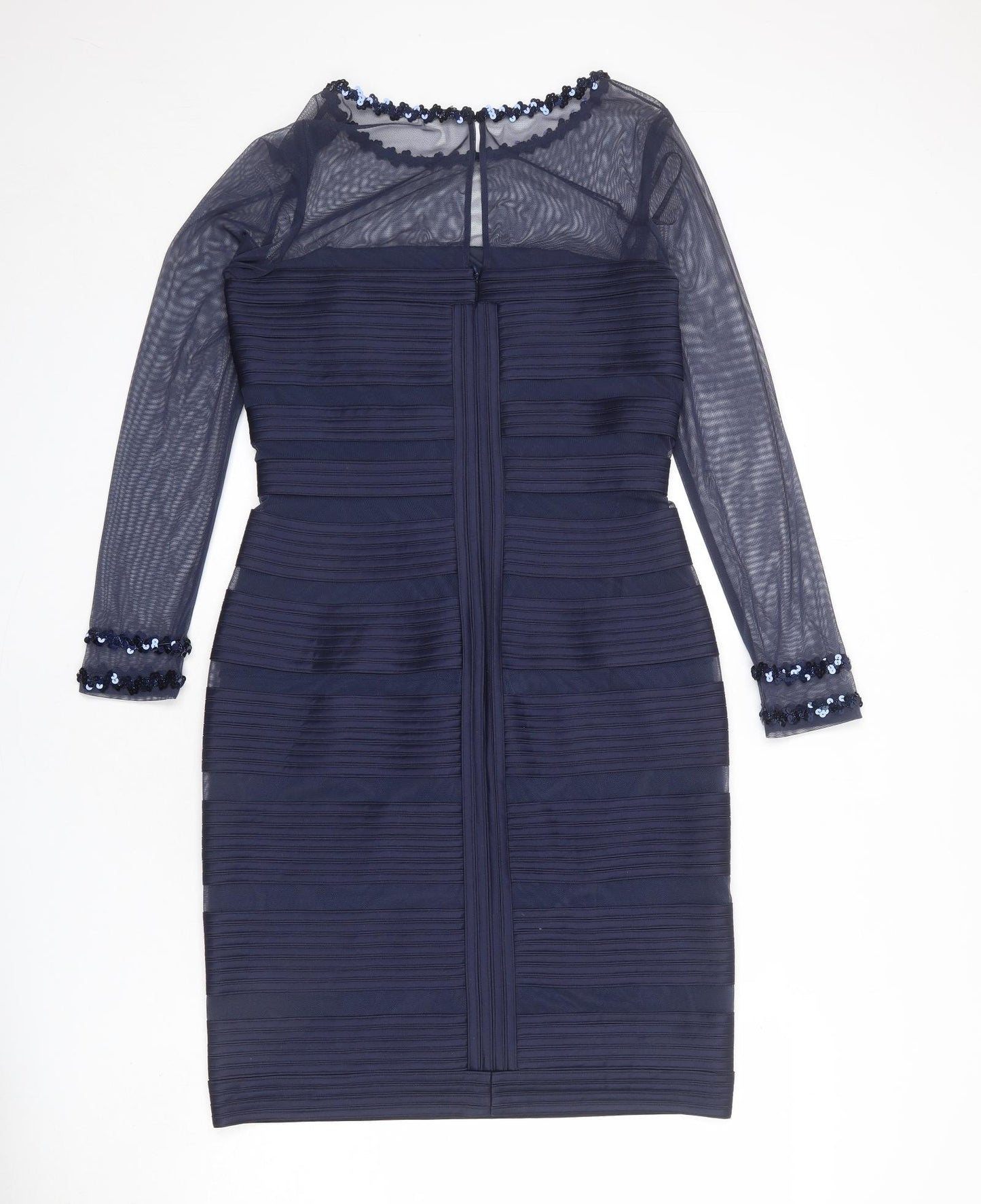 Bernshaw Womens Blue Polyester Pencil Dress Size 12 Boat Neck Zip