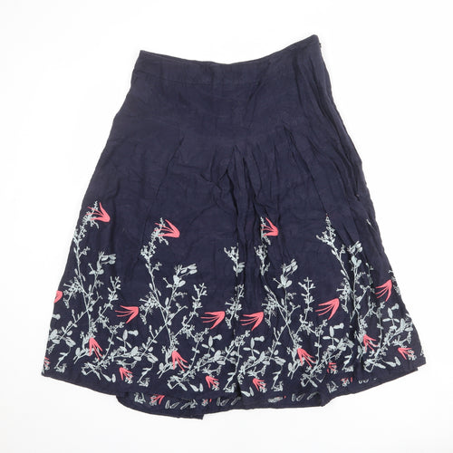 Per Una Womens Blue Floral Cotton Swing Skirt Size 12 Zip