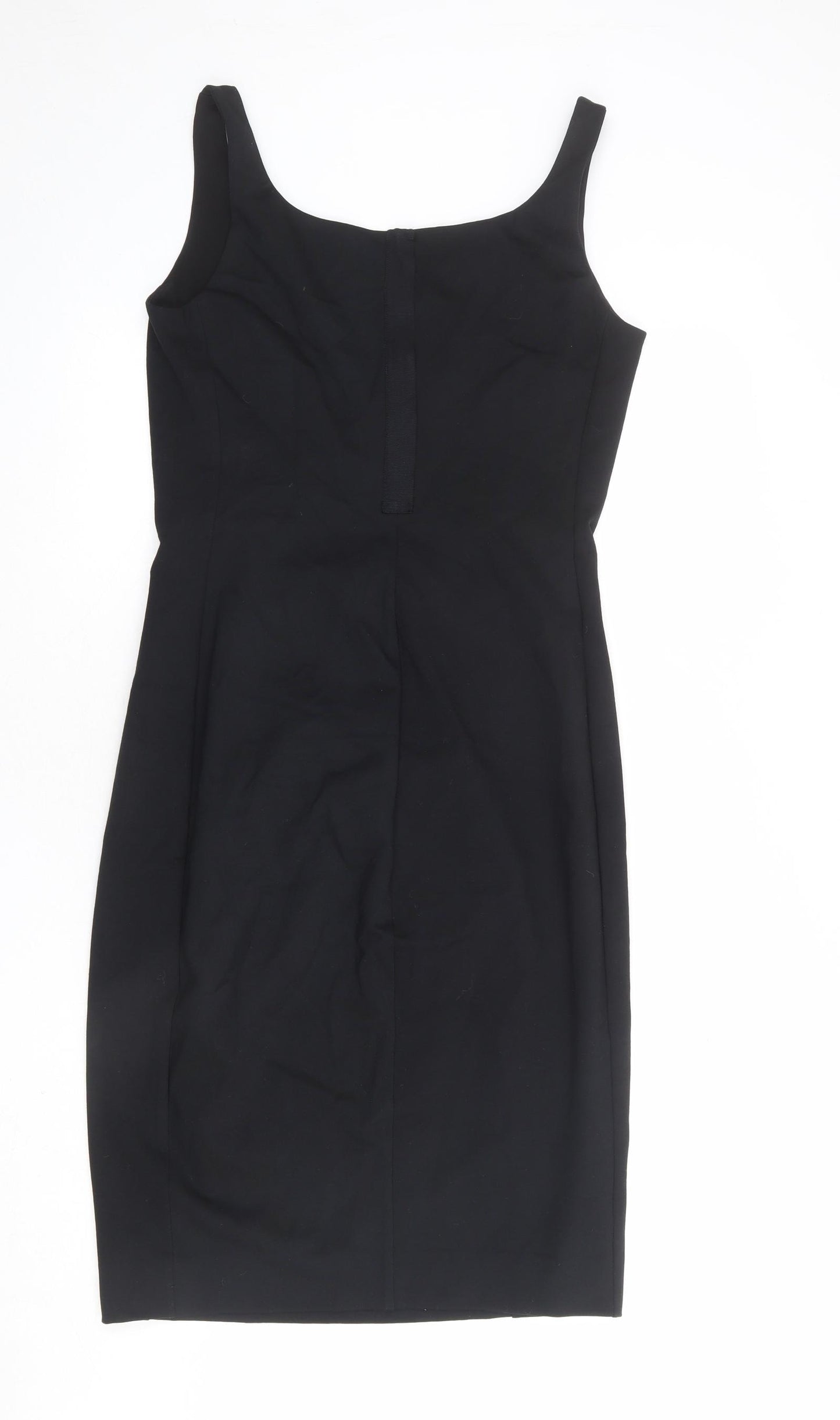 Winser London Womens Black Viscose Shift Size 12 Round Neck Zip