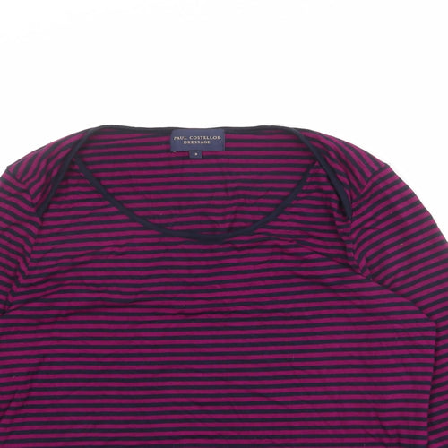 Paul Costelloe Womens Purple Striped Viscose Basic T-Shirt Size M Round Neck