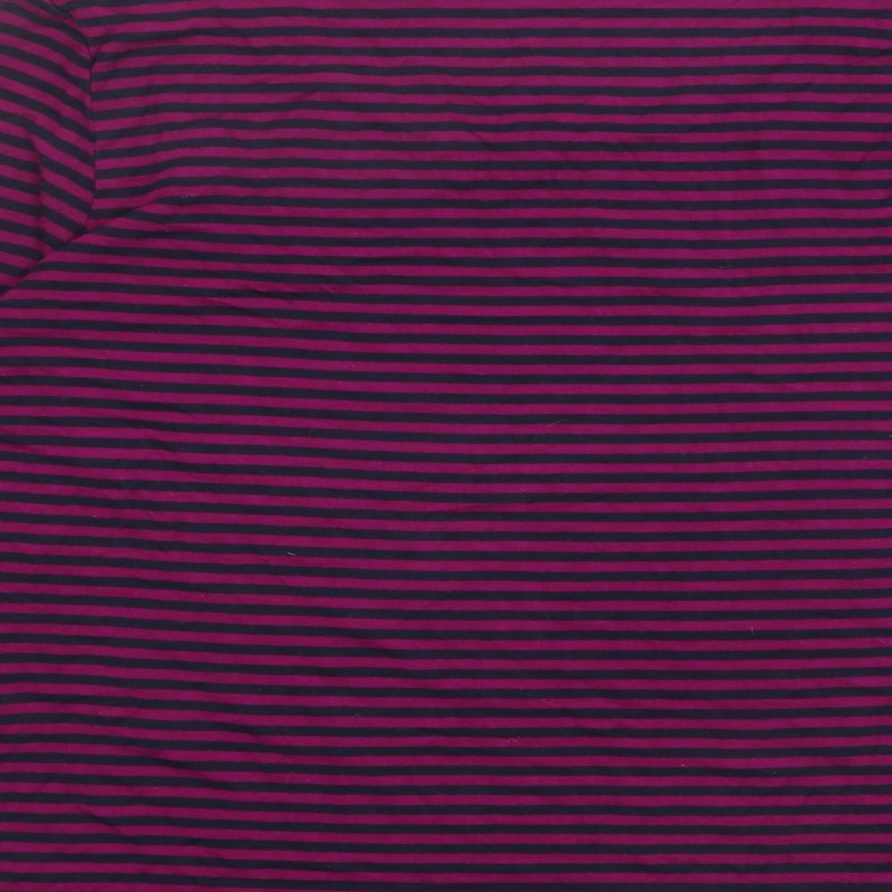 Paul Costelloe Womens Purple Striped Viscose Basic T-Shirt Size M Round Neck