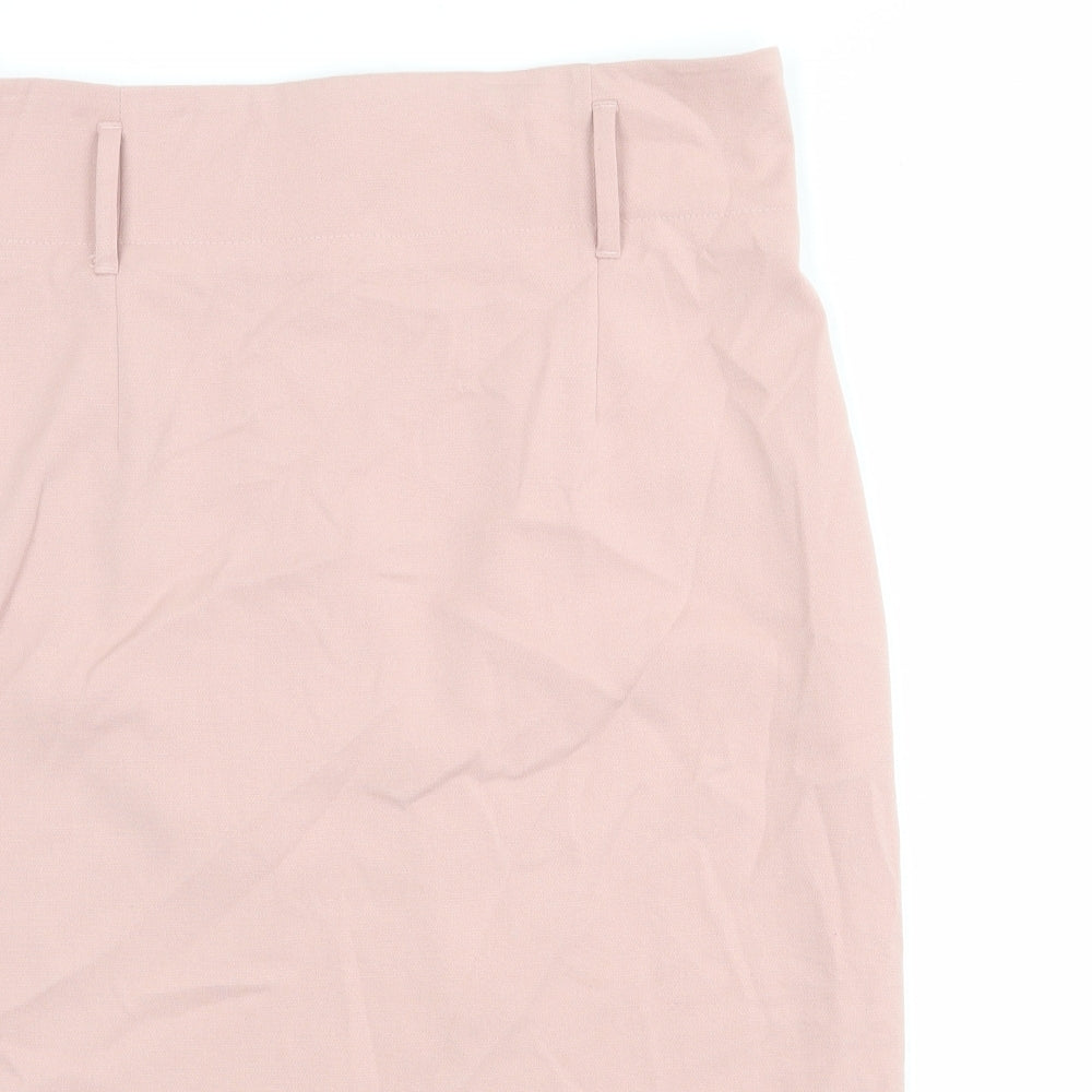 Marks and Spencer Womens Pink Polyester A-Line Skirt Size 16 Zip