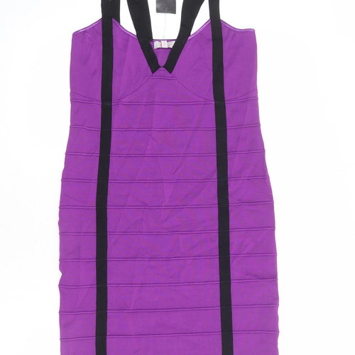 NEXT Womens Purple Viscose Bodycon Size 12 V-Neck Pullover