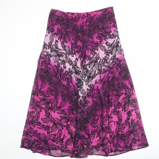Per Una Womens Purple Geometric Polyester Swing Skirt Size 10 Zip
