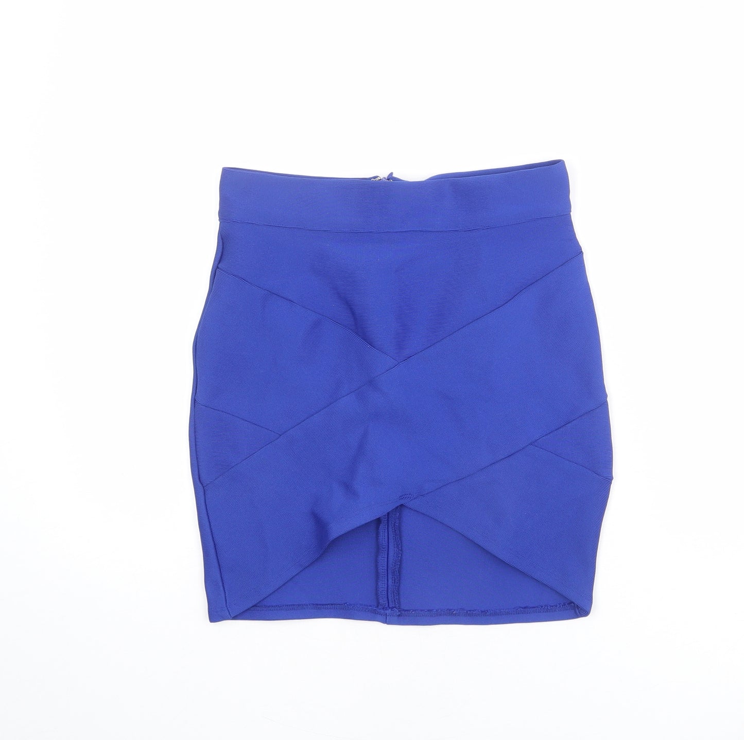 Blossom Womens Blue Cotton Bandage Skirt Size 10 Zip