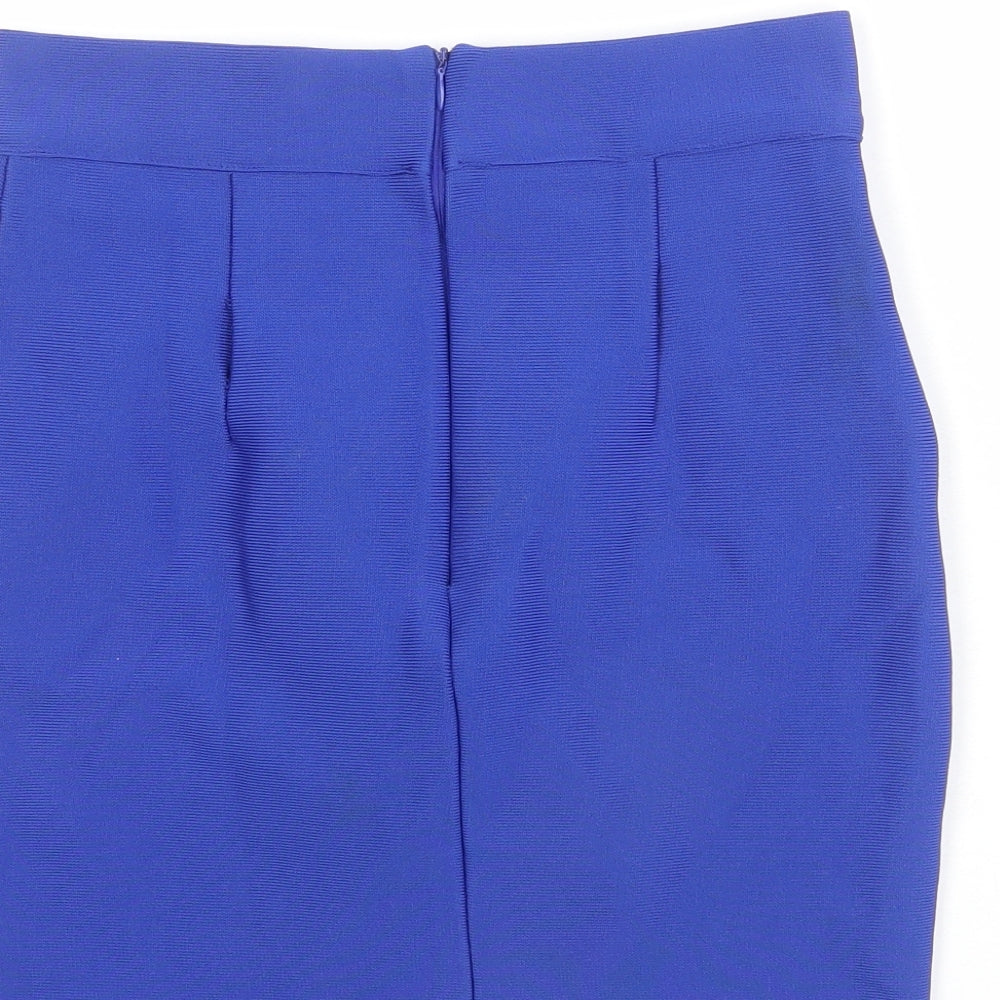 Blossom Womens Blue Cotton Bandage Skirt Size 10 Zip