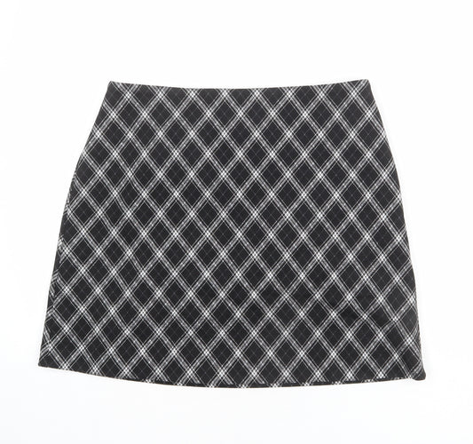Forever New Womens Black Argyle/Diamond Polyester A-Line Skirt Size 12 Zip
