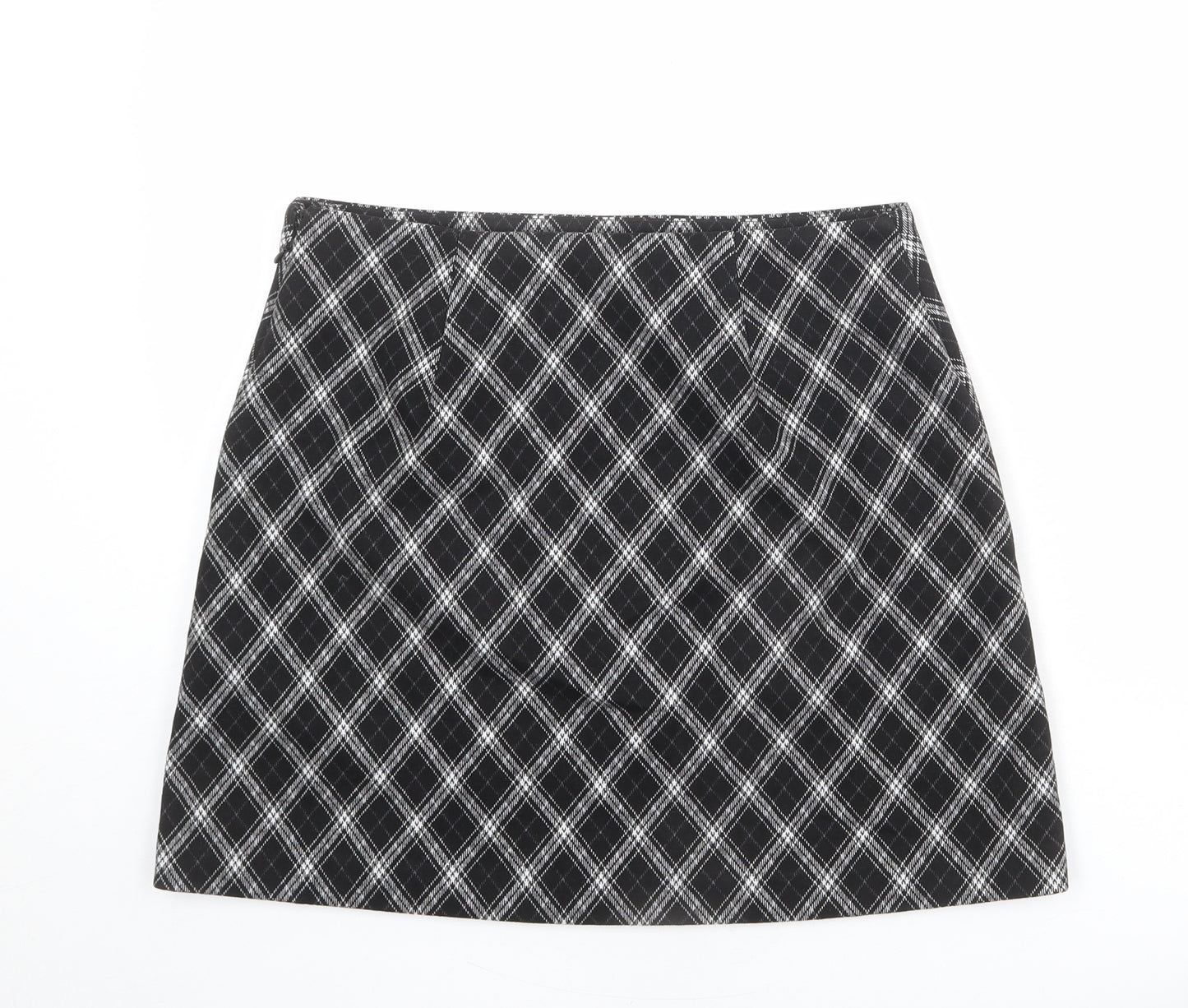 Forever New Womens Black Argyle/Diamond Polyester A-Line Skirt Size 12 Zip