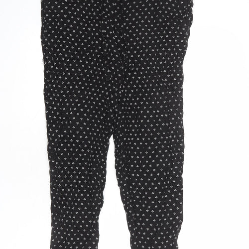 Denver Hayes Womens Black Geometric Viscose Jogger Trousers Size S L25 in Regular Drawstring