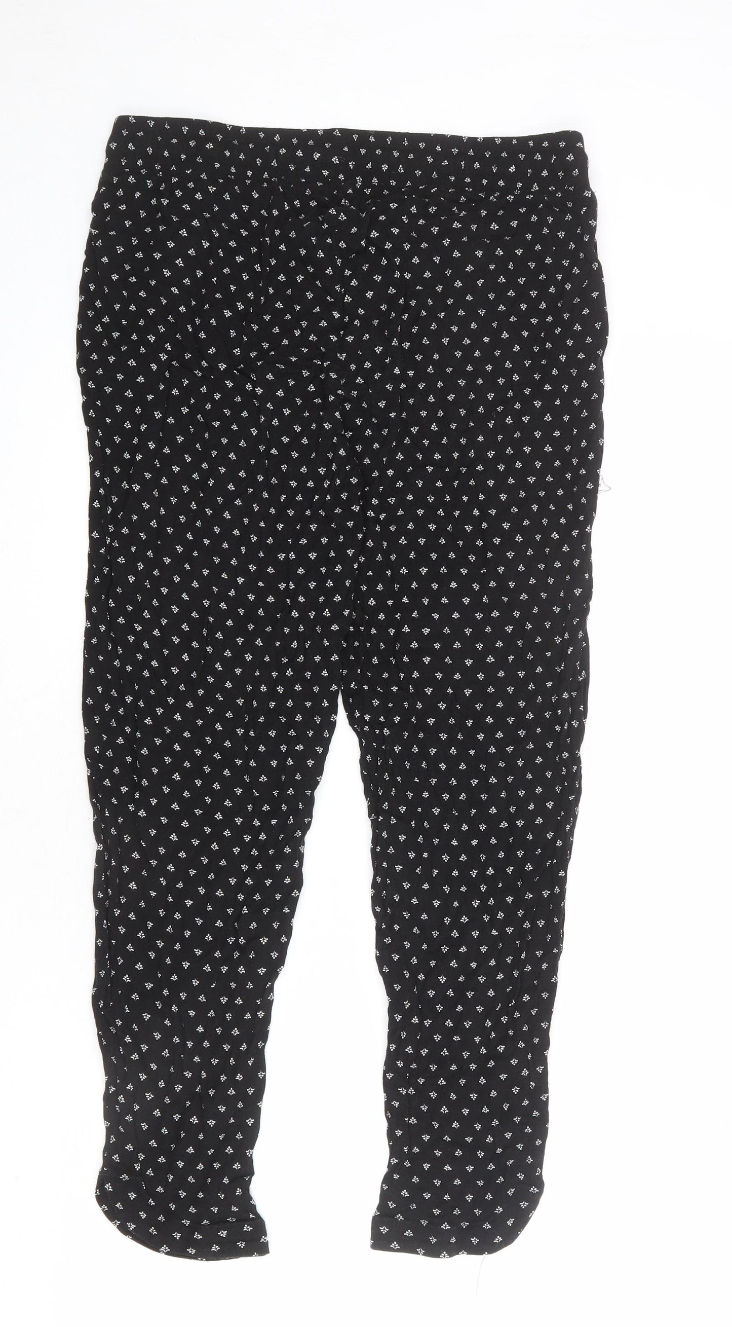 Denver Hayes Womens Black Geometric Viscose Jogger Trousers Size S L25 in Regular Drawstring