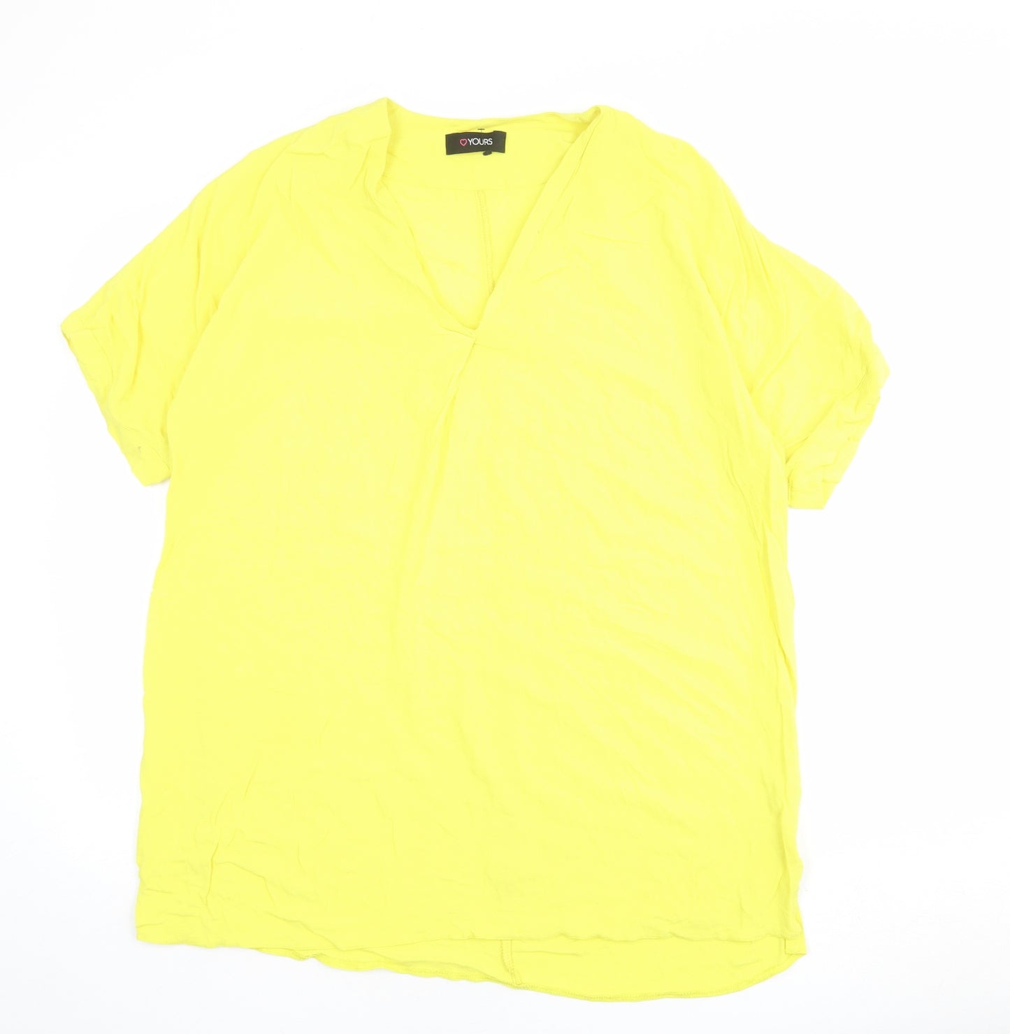 Yours Womens Yellow Viscose T-Shirt Dress Size 18 V-Neck Pullover