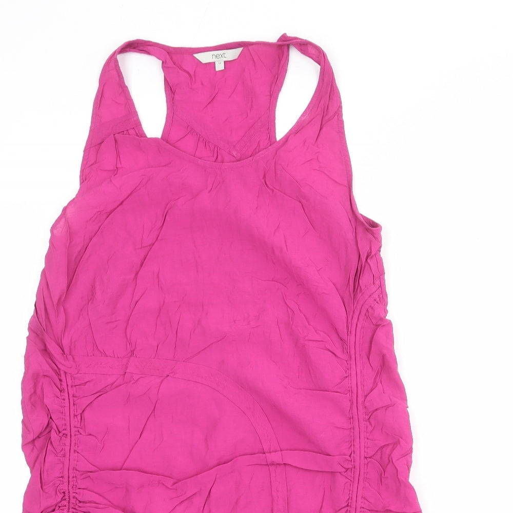 NEXT Womens Pink Viscose Basic Tank Size 12 Scoop Neck - Ruched