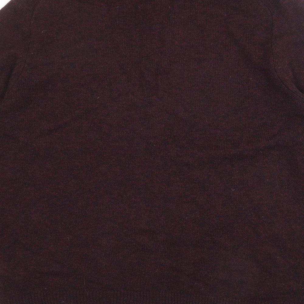 Marks and Spencer Mens Red Mock Neck Wool Henley Jumper Size L Long Sleeve