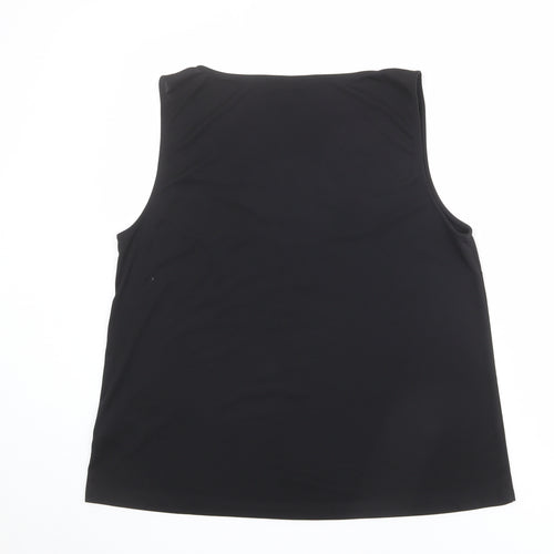 H&M Womens Black Polyester Basic Blouse Size M V-Neck - Lace Trim