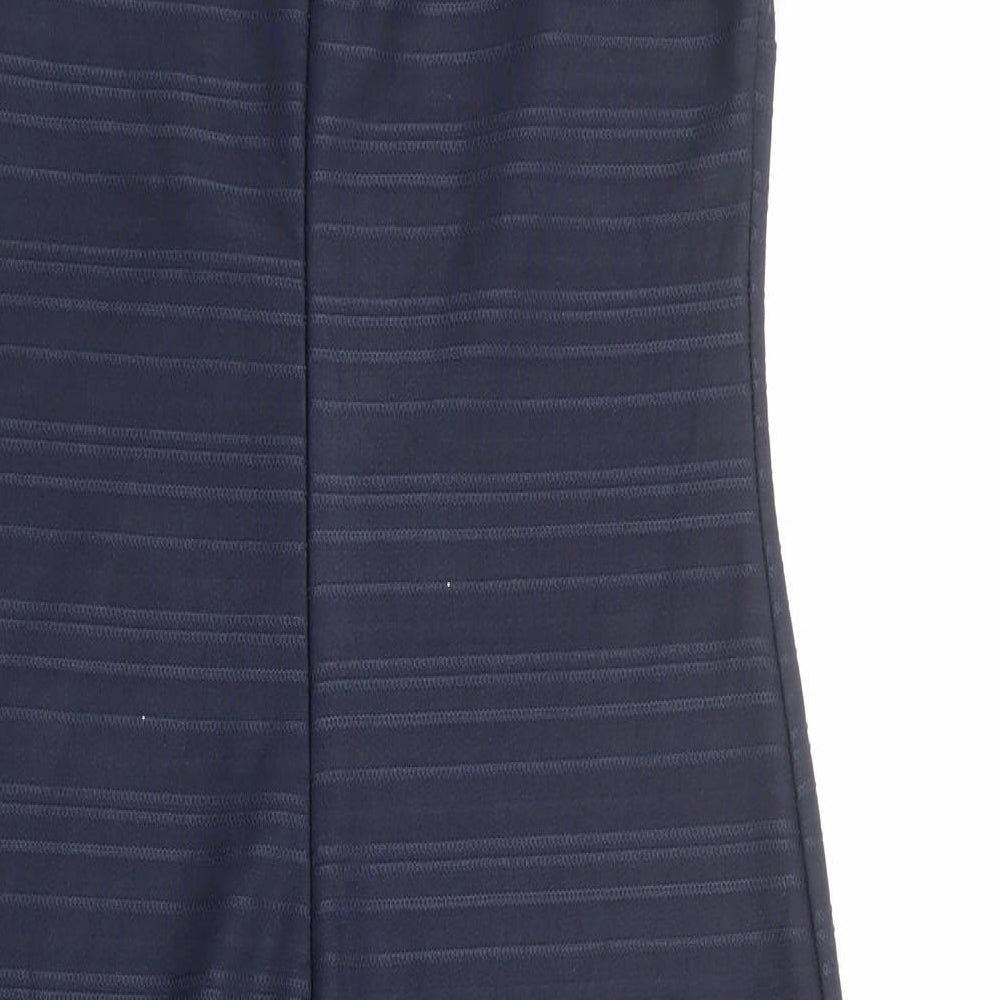 NEXT Womens Blue Striped Polyester Pencil Dress Size 12 Boat Neck Zip