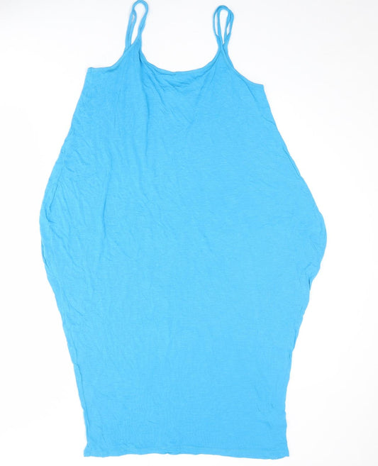 ASOS Womens Blue Viscose Slip Dress Size 12 Scoop Neck Pullover