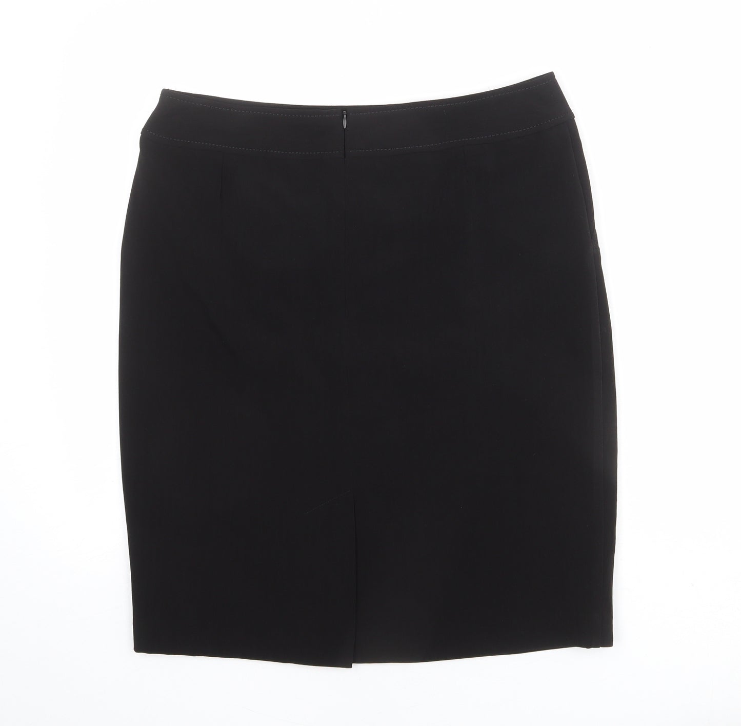 Marks and Spencer Womens Black Polyester A-Line Skirt Size 14 Zip