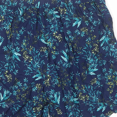Bonmarché Womens Blue Floral Viscose Basic Shorts Size 12 L5 in Regular Pull On