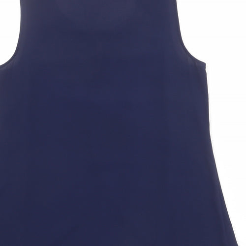 M&Co Womens Blue Polyester Basic Tank Size 10 Round Neck