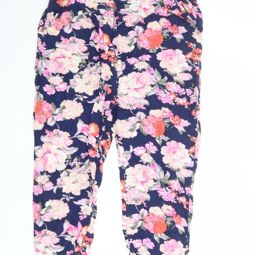 Parisian Womens Multicoloured Floral Viscose Jogger Trousers Size 12 L23 in Regular Drawstring