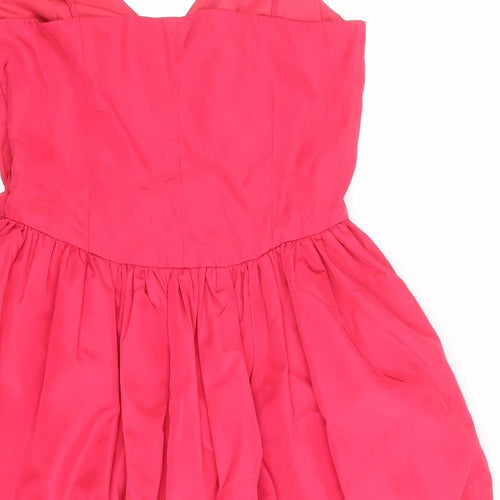 VILA Womens Pink Polyester Slip Dress Size 10 V-Neck Zip
