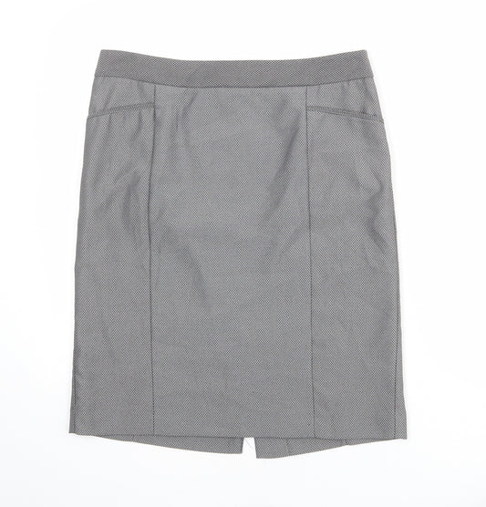 NEXT Womens Grey Geometric Polyester Straight & Pencil Skirt Size 12 Zip