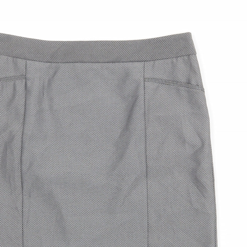 NEXT Womens Grey Geometric Polyester Straight & Pencil Skirt Size 12 Zip