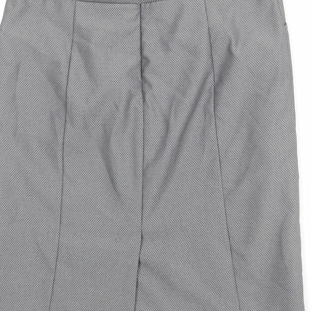 NEXT Womens Grey Geometric Polyester Straight & Pencil Skirt Size 12 Zip