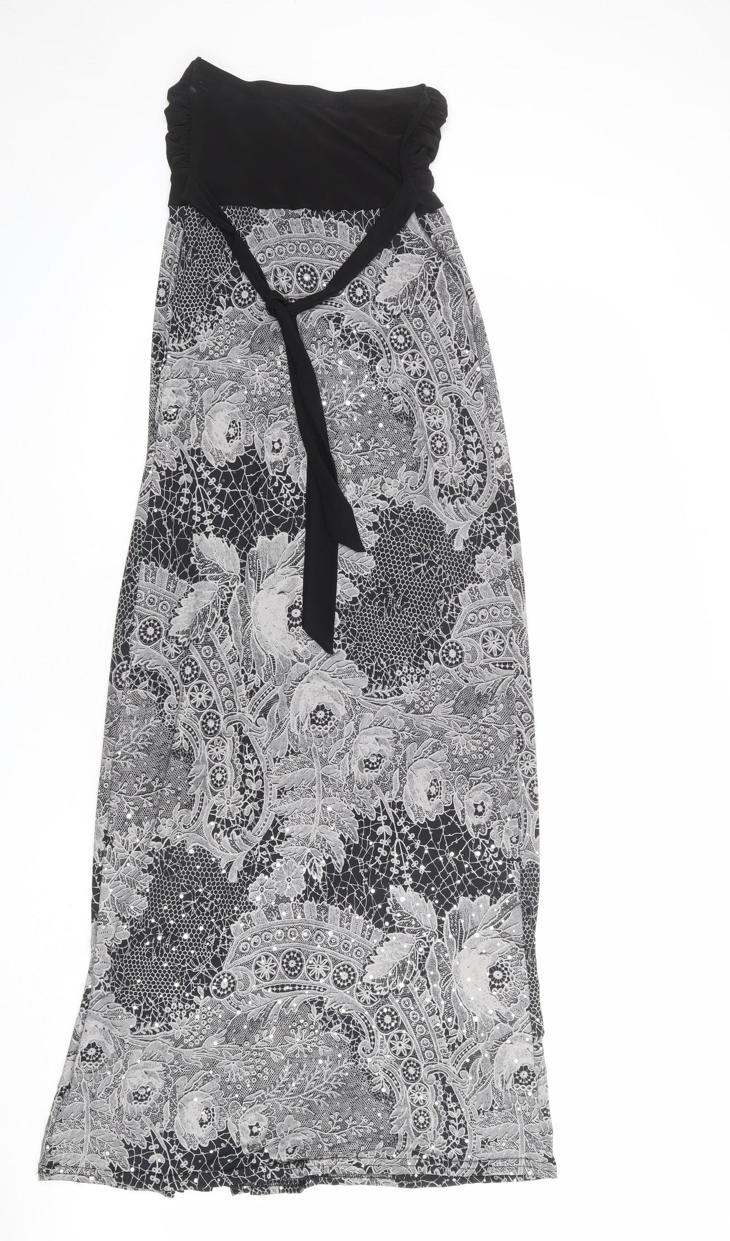 New Look Womens Grey Paisley Polyester Maxi Size 8 Square Neck Pullover - Strapless