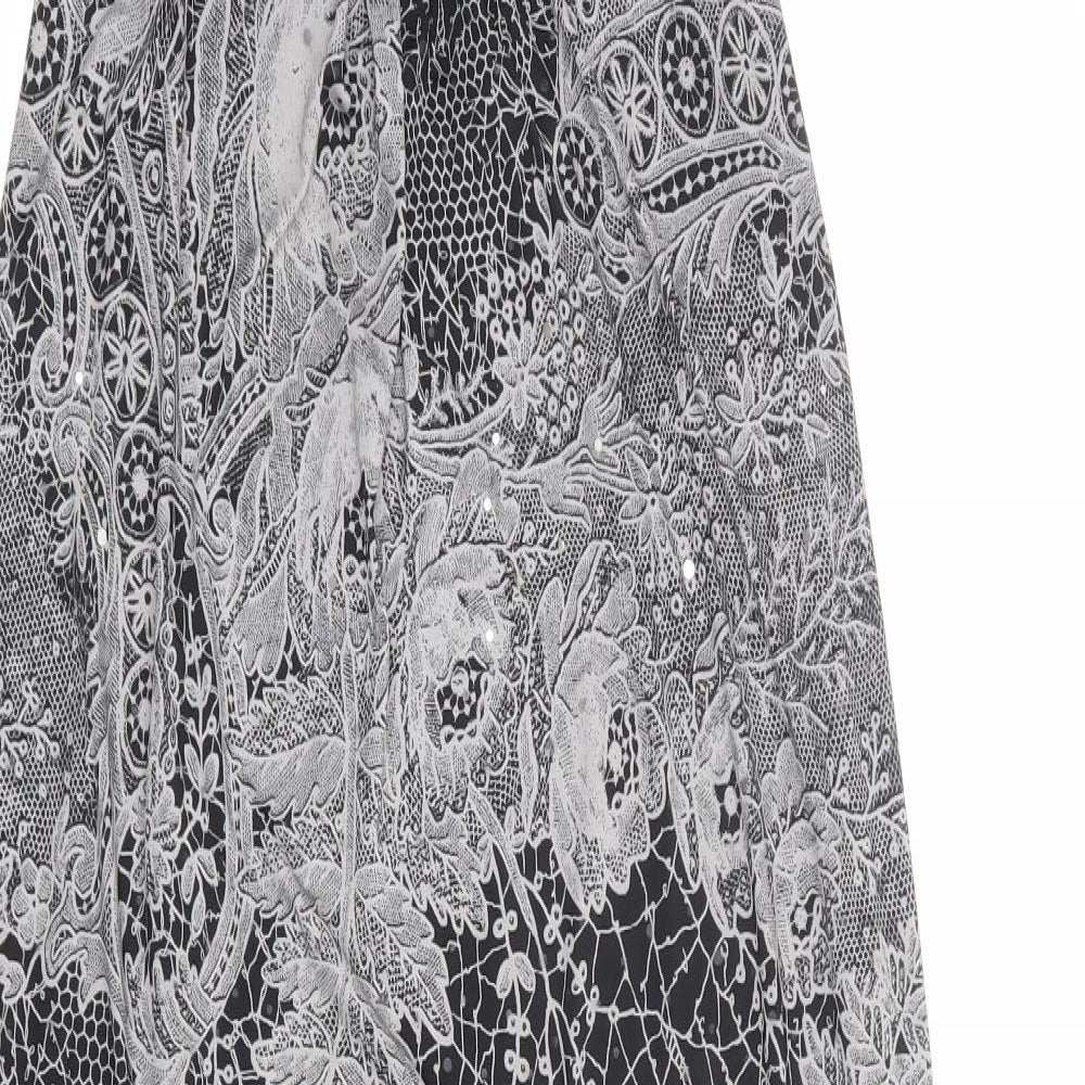 New Look Womens Grey Paisley Polyester Maxi Size 8 Square Neck Pullover - Strapless