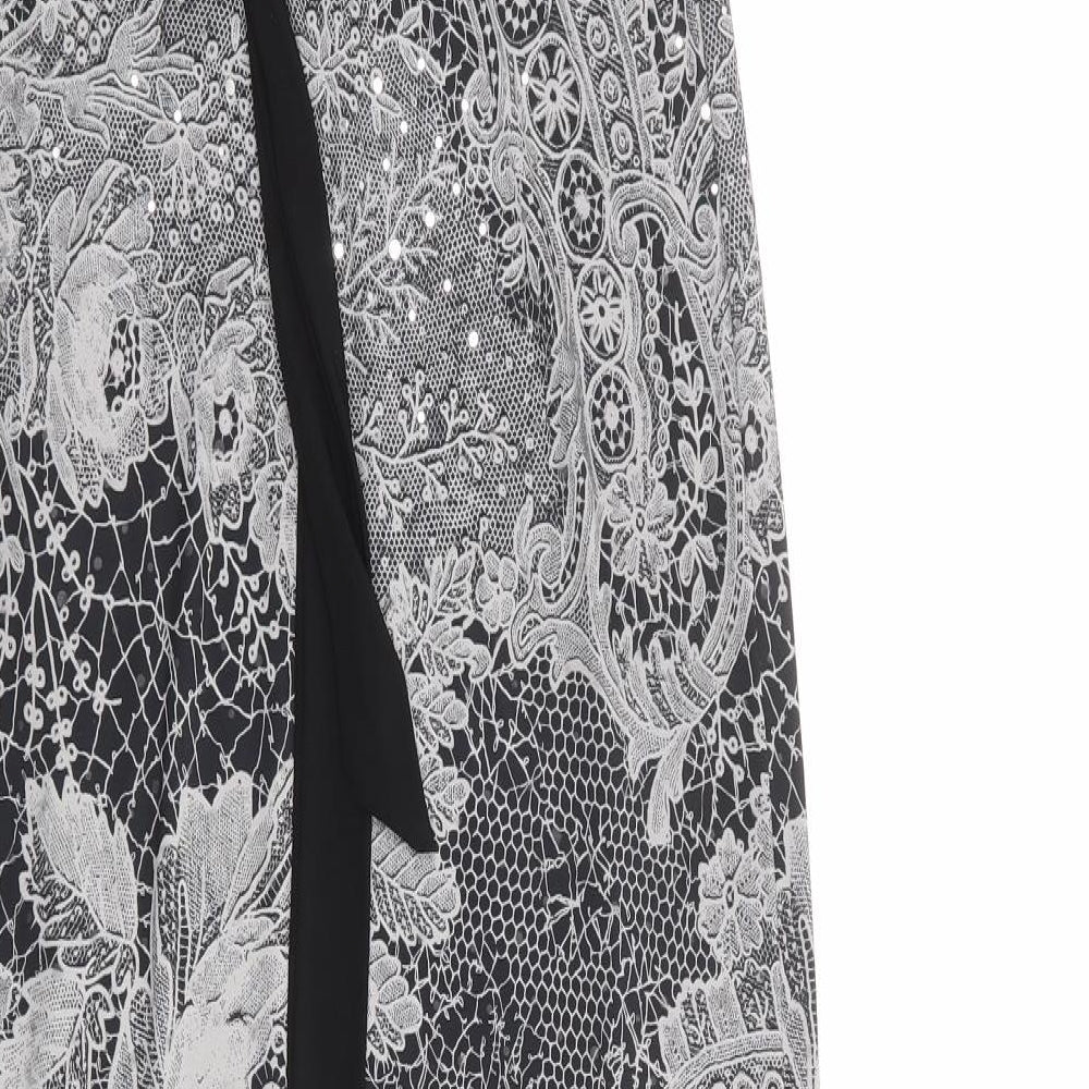 New Look Womens Grey Paisley Polyester Maxi Size 8 Square Neck Pullover - Strapless