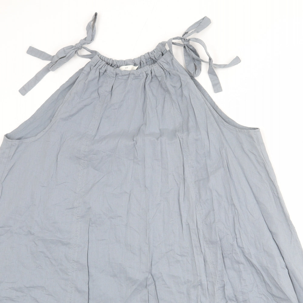 H&M Womens Grey 100% Cotton Trapeze & Swing Size S Round Neck Tie