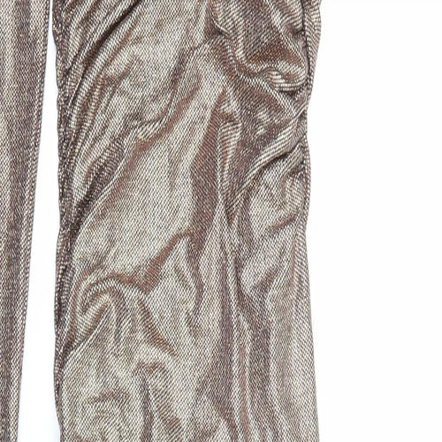 Zara Womens Gold Polyester Maxi Size XS One Shoulder Pullover - Metallic