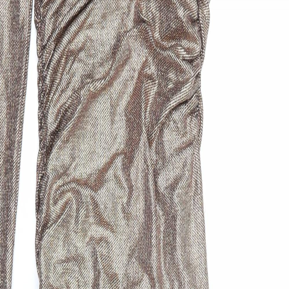 Zara Womens Gold Polyester Maxi Size XS One Shoulder Pullover - Metallic