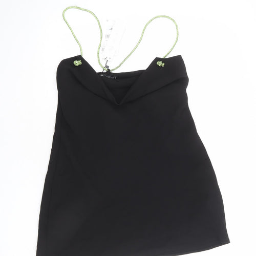 Zara Womens Black Polyester Mini Size M Cowl Neck Pullover