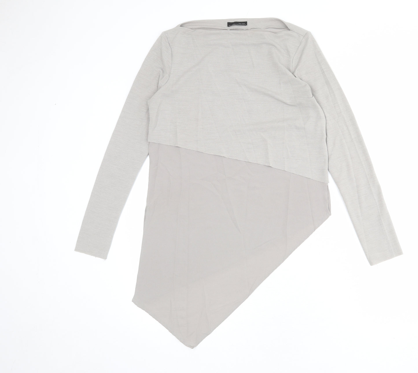 Zara Womens Grey Polyester Basic T-Shirt Size M Boat Neck