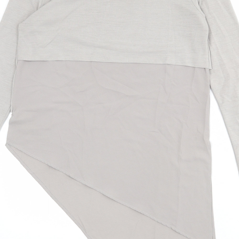 Zara Womens Grey Polyester Basic T-Shirt Size M Boat Neck