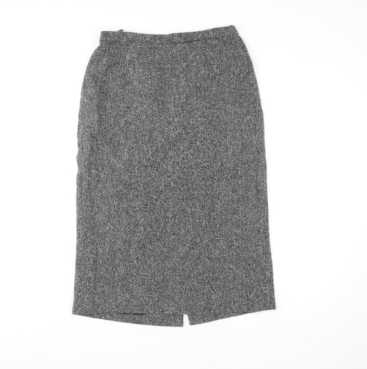 Alexon Womens Grey Wool A-Line Skirt Size 12 Zip