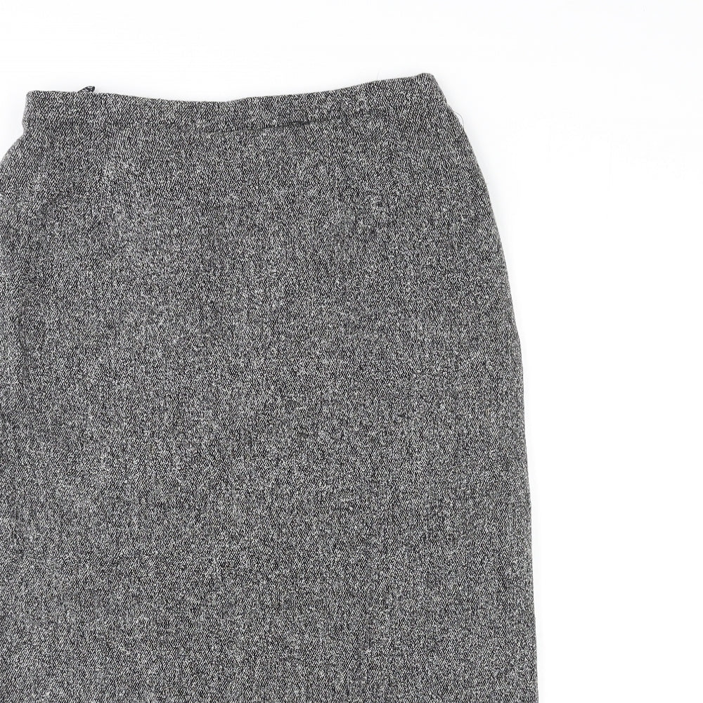 Alexon Womens Grey Wool A-Line Skirt Size 12 Zip