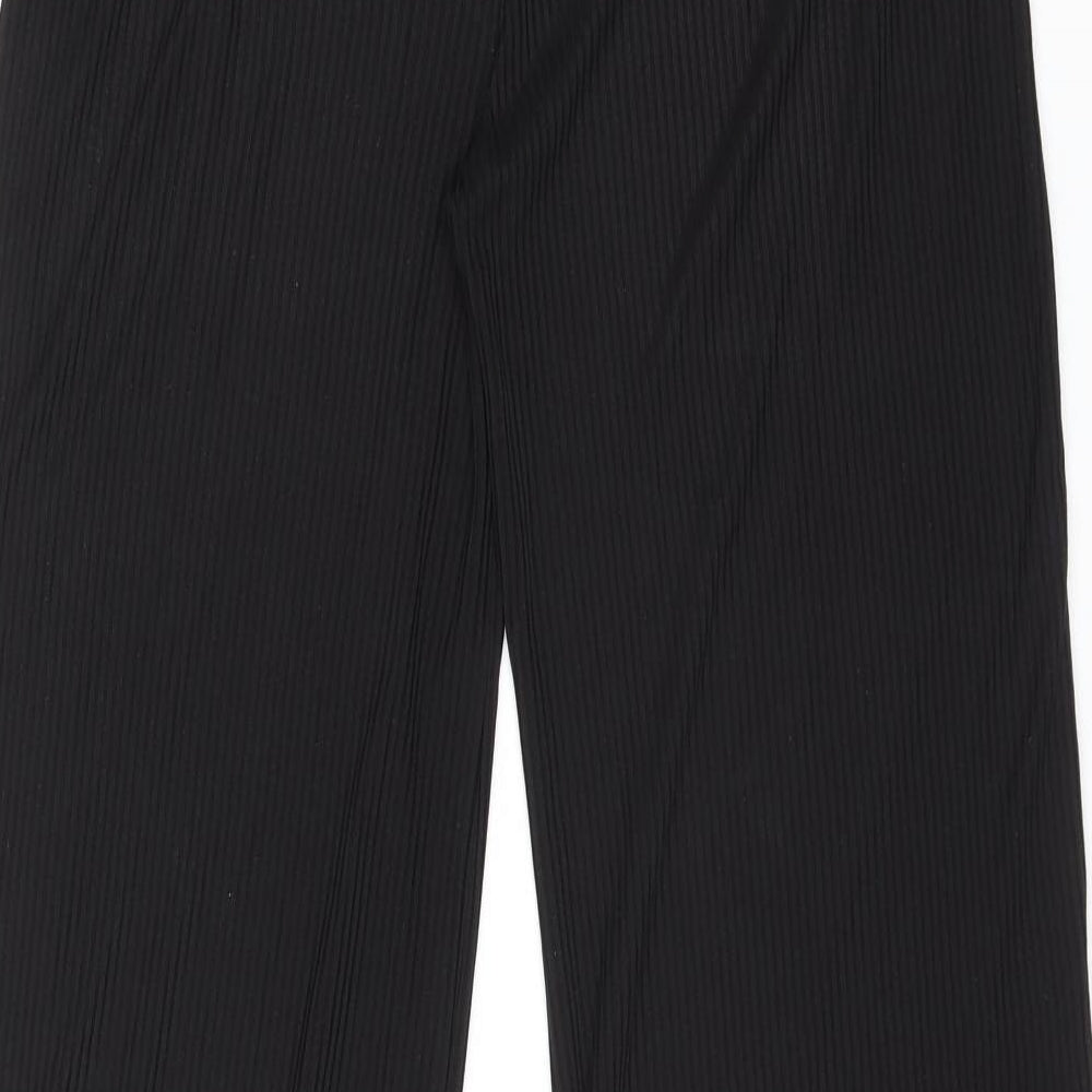 Zara Womens Black Polyester Trousers Size M L29 in Regular - Ribbed Fabric