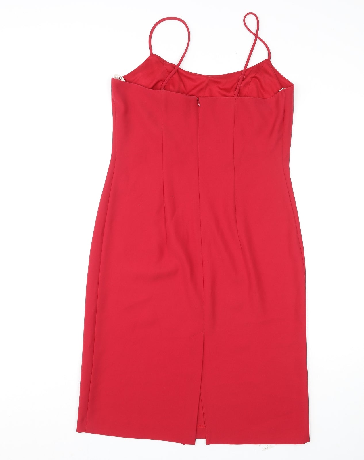 Joseph Ribkoff Womens Red Polyester Slip Dress Size 12 Round Neck Zip