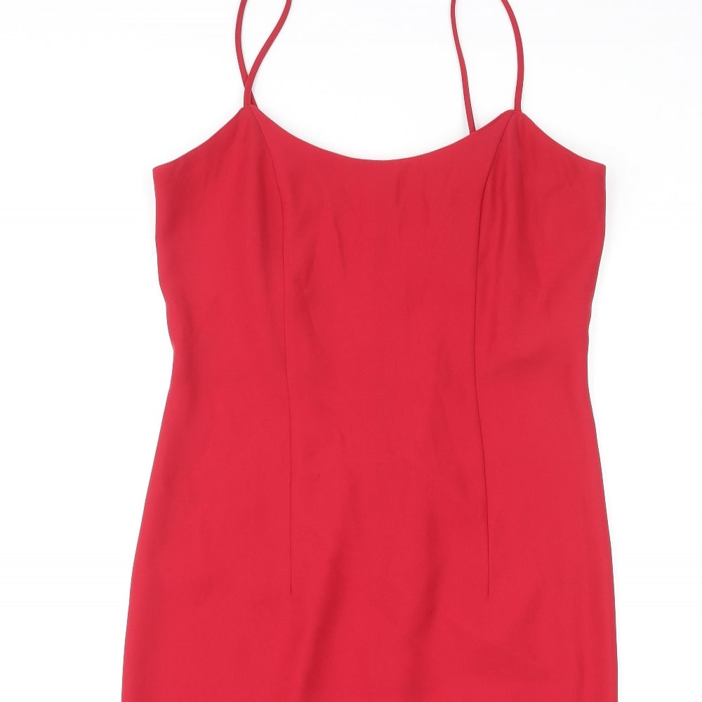 Joseph Ribkoff Womens Red Polyester Slip Dress Size 12 Round Neck Zip