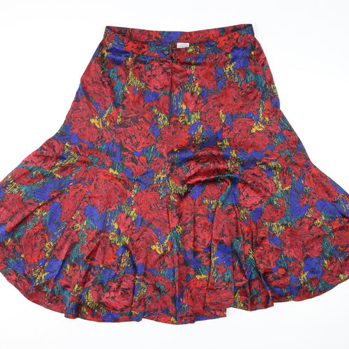 Windsmoor Womens Multicoloured Floral Polyester Swing Skirt Size 18 Zip