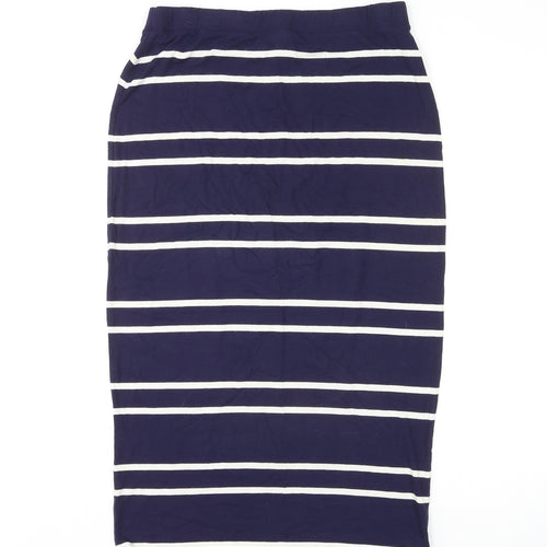 NEXT Womens Blue Striped Viscose Bandage Skirt Size 14