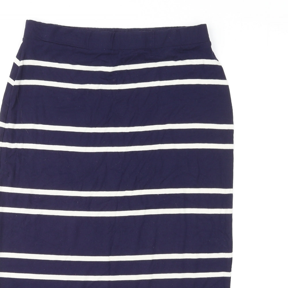 NEXT Womens Blue Striped Viscose Bandage Skirt Size 14