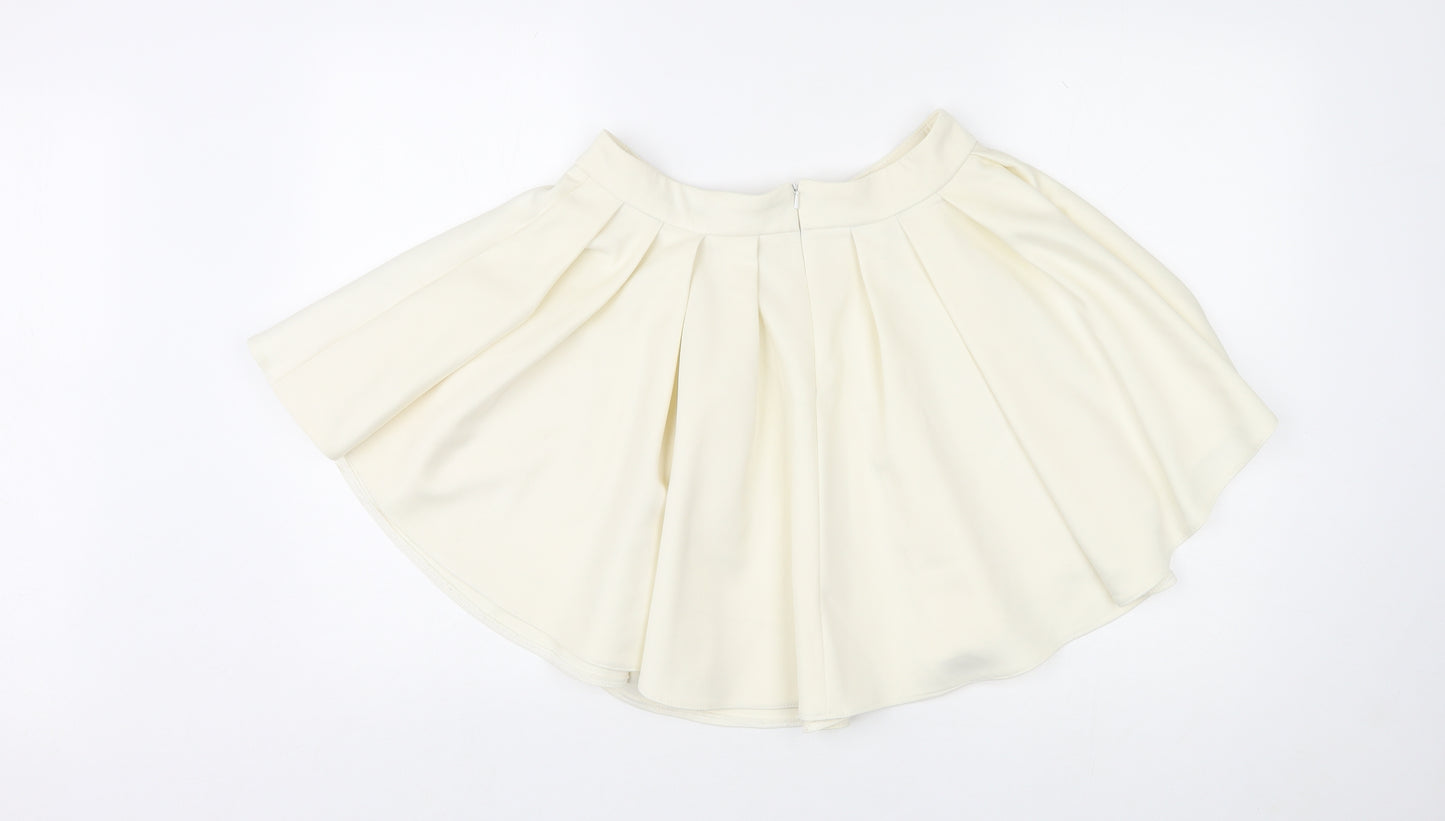 Kendell Womens Ivory Polyester Skater Skirt Size 12 Zip