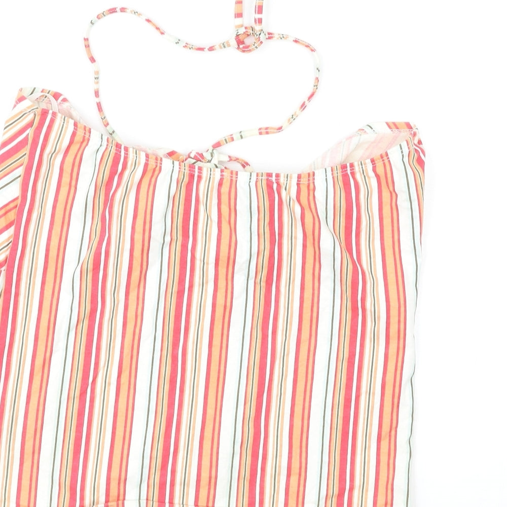 New Look Womens Multicoloured Striped Cotton Cropped Tank Size 14 Halter